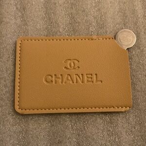 CHANEL VIP Client Tan Cardholder + Compact Mirror Set Boutique Collectible
